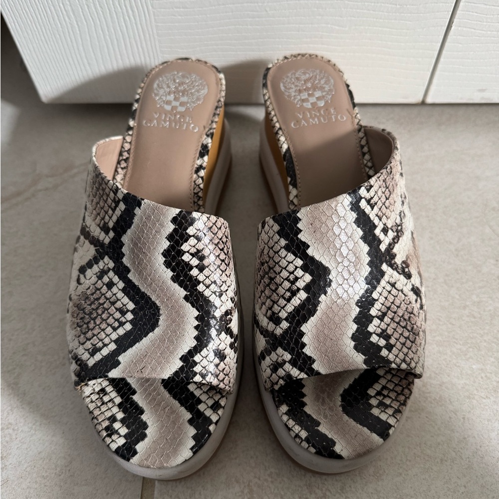 Vince Camuto Women's Snake Print Mules